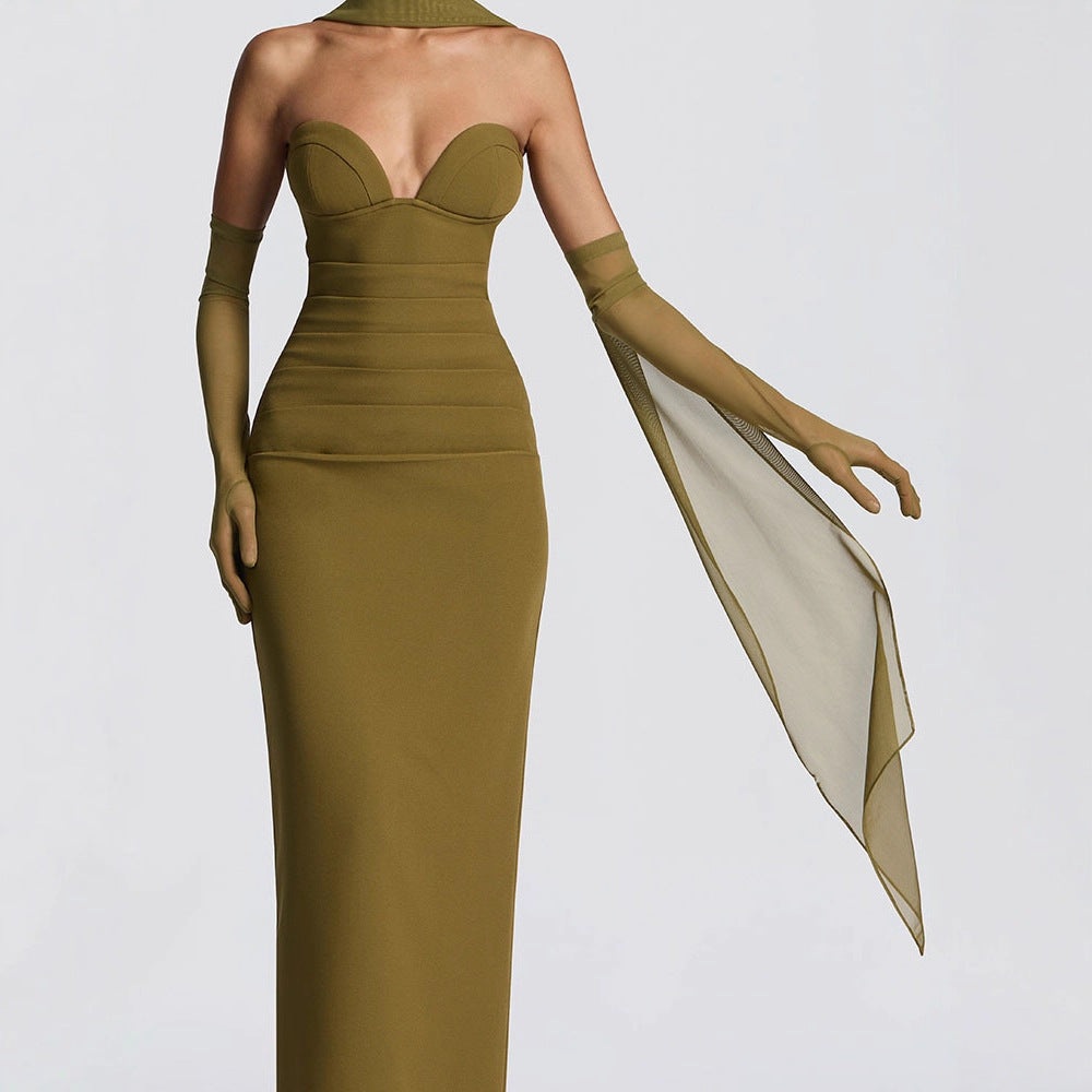 Damen Elegantes Schulterfreies Maxikleid mit figurformenden Einsätzen Echo Archiv