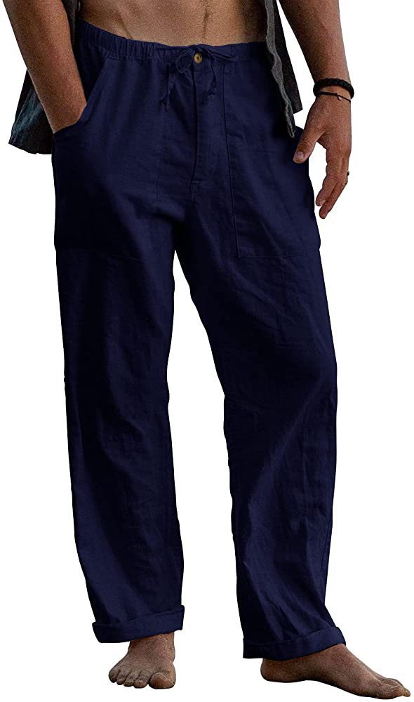Herren nan leichte Leinenhose mit elastischem Bund und geradem Schnitt Echo Archiv