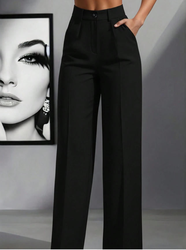 Damen elegante weite Bundfaltenhose Echoarchiv