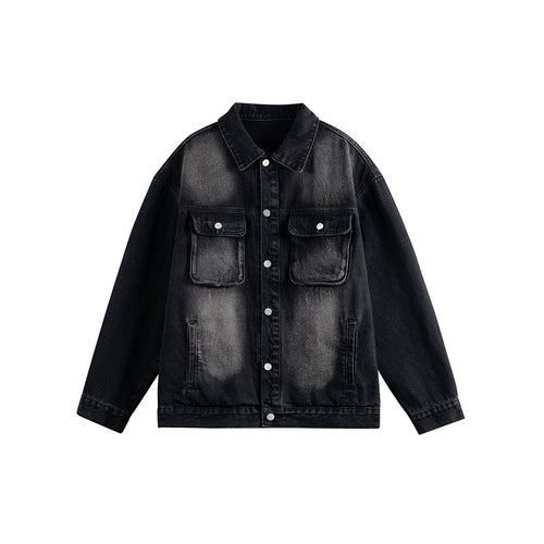 Herren Oversize-Jeansjacke mit Used-Waschung, aufgesetzten Brusttaschen und Knopfverschluss Echoarchiv