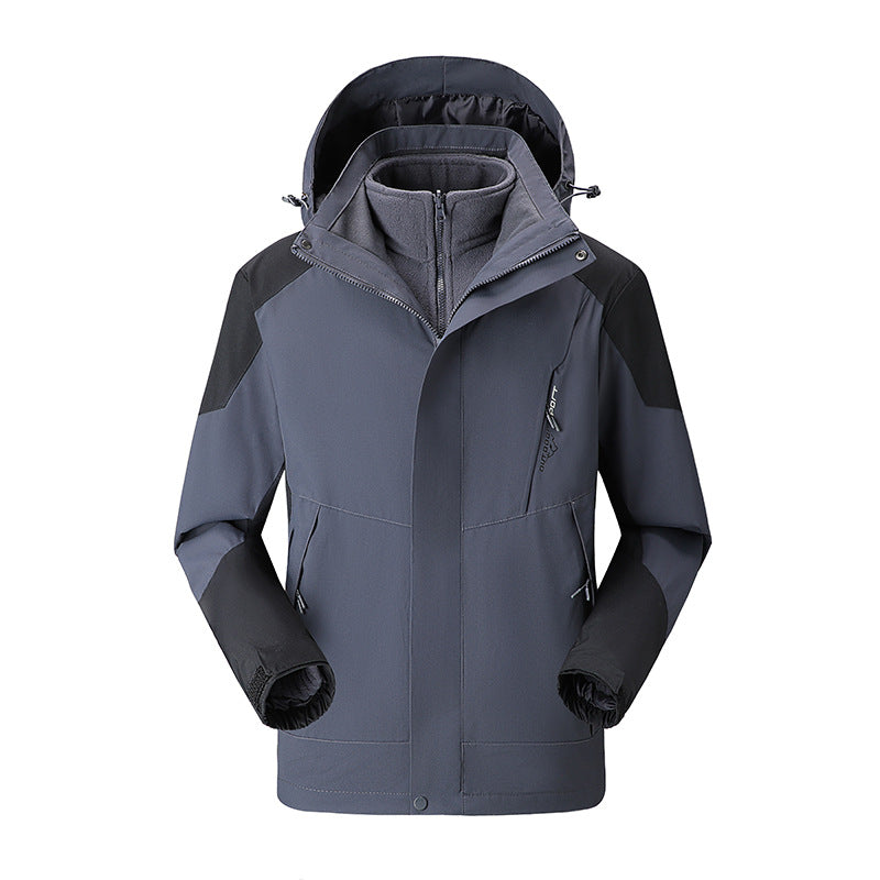 Damen Zwei-Lagen-Outdoormantel mit abnehmbarer Fleece-Innenjacke und verstellbarem Kapuzen – Avérine