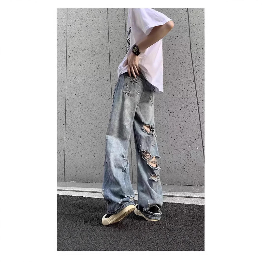 Damen Modische Destroyed Baggy-Jeans Echoarchiv