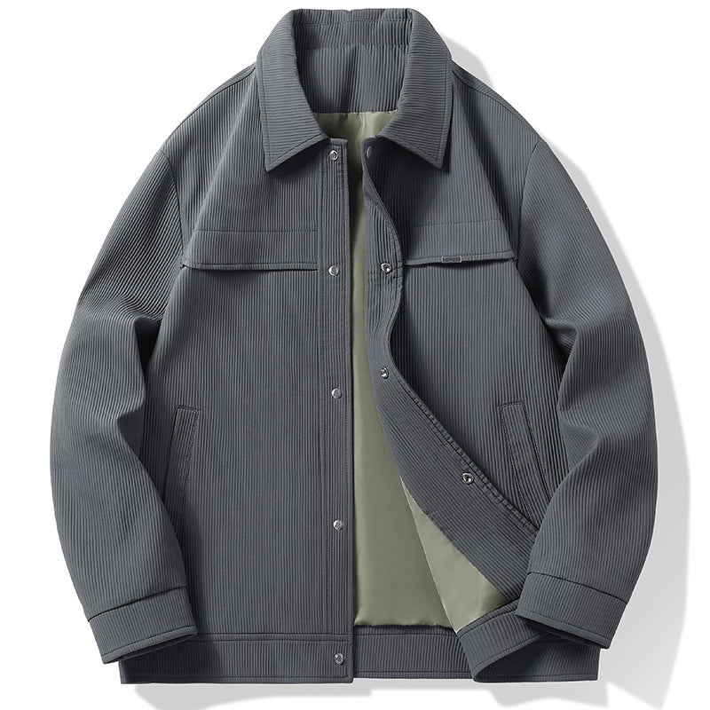 Herren Cord-Überhemdjacke mit Druckknopffront, durchgehendem Futter & Relaxed-Schnitt Echoarchiv