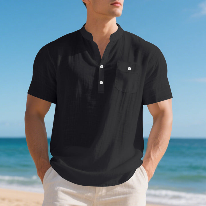 Herren Kurzarm-Henley-Shirt mit Brusttasche und modernem Schnitt Echoarchiv