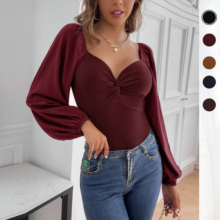 Damen Eleganter Bodys mit Puffärmeln Echo Archiv