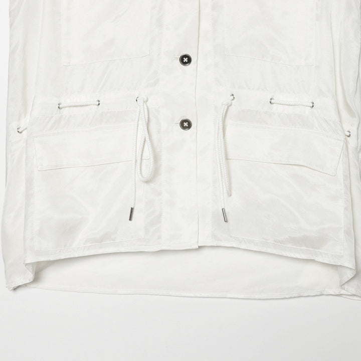 Damen Utility‑Weste mit Stehkragen, Knopfleiste, Kordelzug und aufgesetzten Taschen Echoarchiv