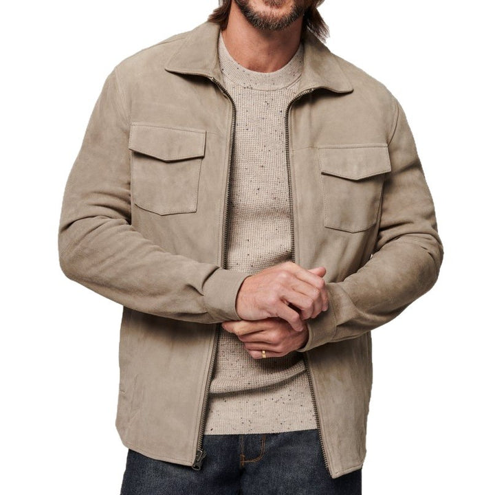 Herren elegante Wildlederjacke mit praktischen Brusttaschen Echoarchiv