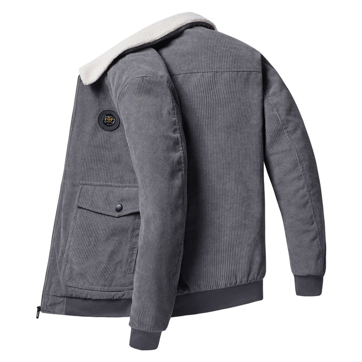 Herren nan gefütterte Cordjacke mit Sherpa-Innenfutter, Reißverschluss und aufgesetzten Klappentaschen Echo Archiv