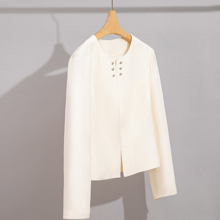 Damen Kurzblazer im minimalistischen Fit mit Perlen-Knopfbesatz und taillierter Schnitt Echoarchiv