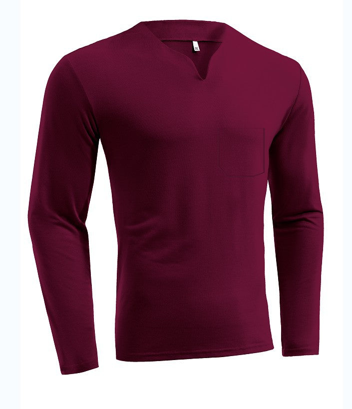 Herren nan Langarmshirt mit V-Ausschnitt Slim Fit Baumwollmix und elastischem Komfortbund Echo Archiv