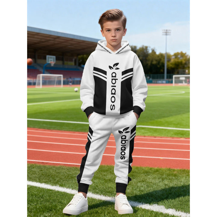 Unisex nan Kinder Jogginganzug mit Kapuzenpullover und detailreichem Auto-Print Echo Archiv