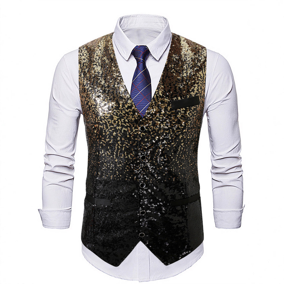 Herren Elegante Pailletten-Weste Echoarchiv