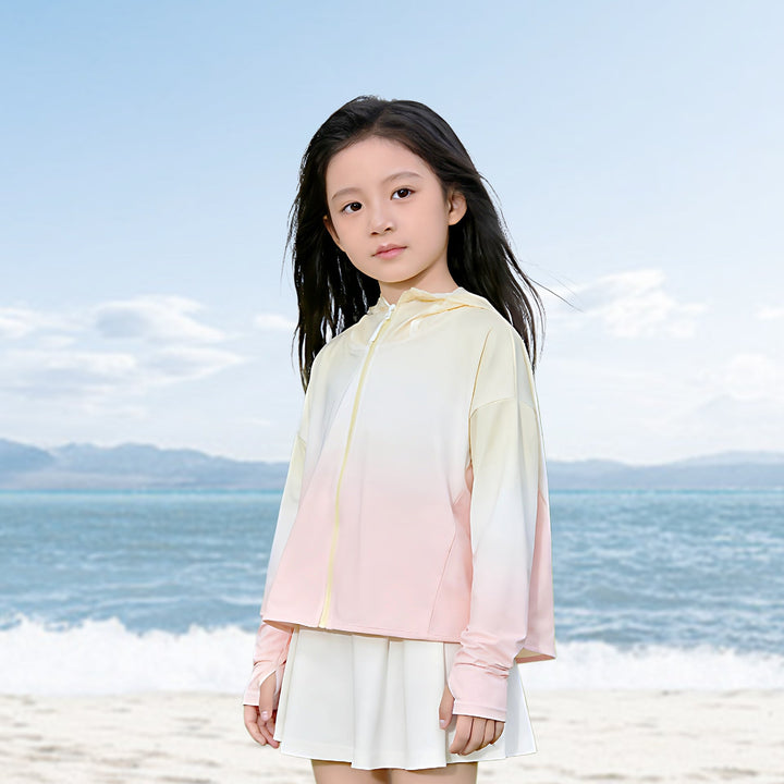Unisex nan Kinder UV-Schutz-Sonnenjacke mit verlängerter Rückenpartie, Kapuze und Daumenlöchern  Echo Archiv