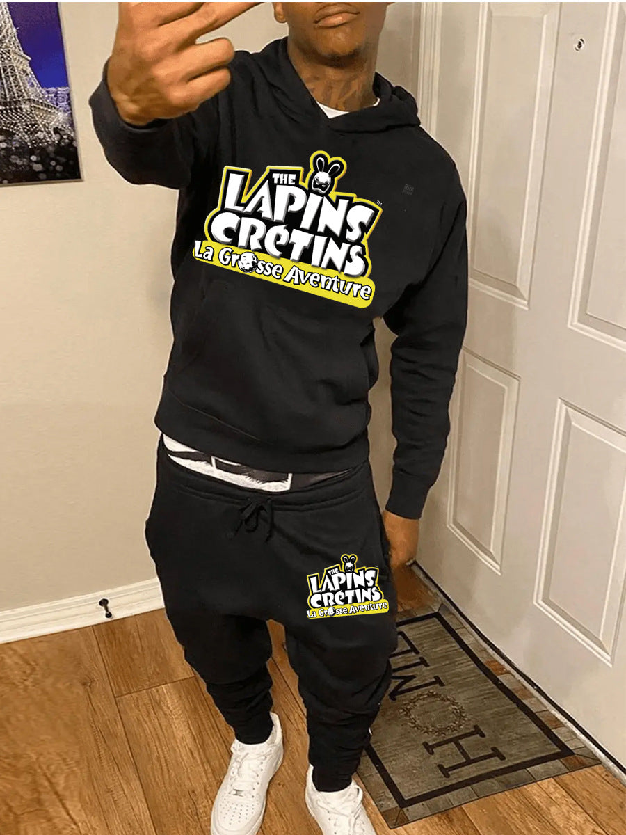 Herren Hoodie und Jogginghose Set mit auffälligem Print Echoarchiv