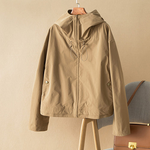 Damen Leichte Kapuzenjacke mit Boxy‑Silhouette und Kordelzug Echo Archiv
