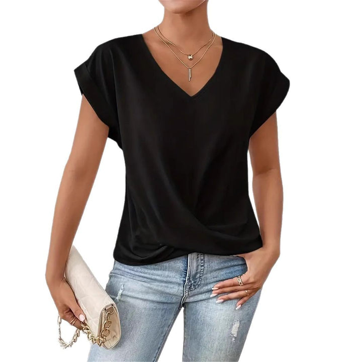 Damen elegante V-Ausschnitt Bluse mit lässiger Drapierung Echo Archiv