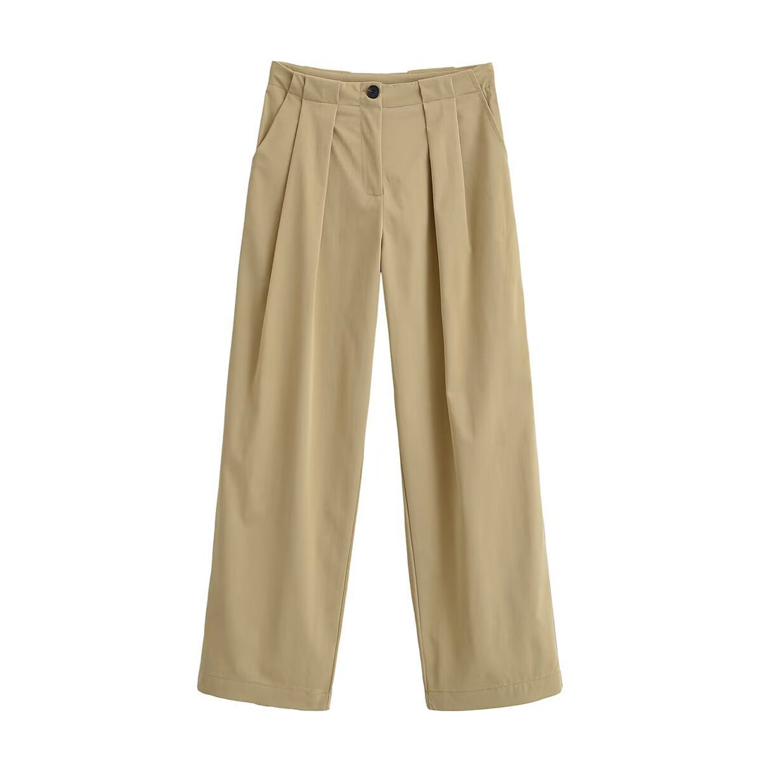 Damen Weite High Waist Hose mit Bundfalten, Bügelfalte und Eingrifftaschen Echo Archiv