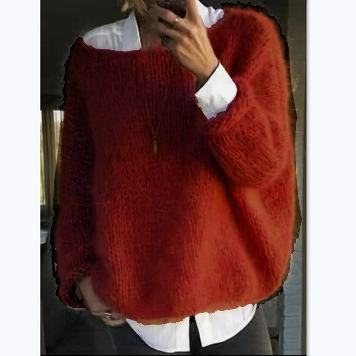 Damen Kuscheliger Oversized Pullover mit U-Boot-Ausschnitt Echoarchiv