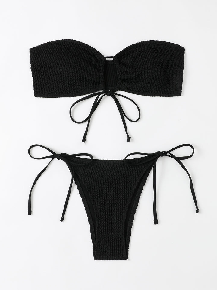 Damen Bandeau-Bikini-Set mit Klettverschluss und verstellbaren Bindebändern Echo Archiv