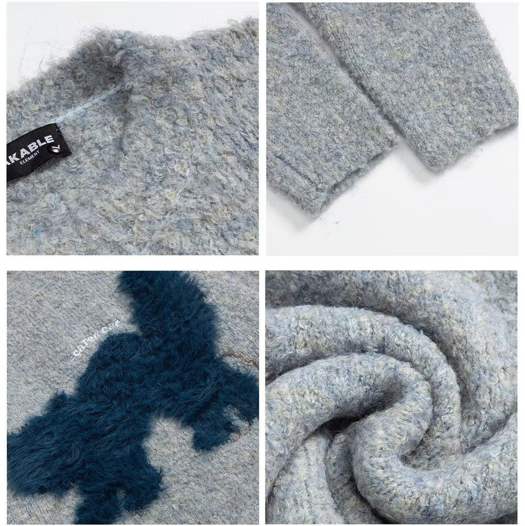 Damen Gemütlicher Pullover mit Effektgarn und Tiermotiv Echoarchiv