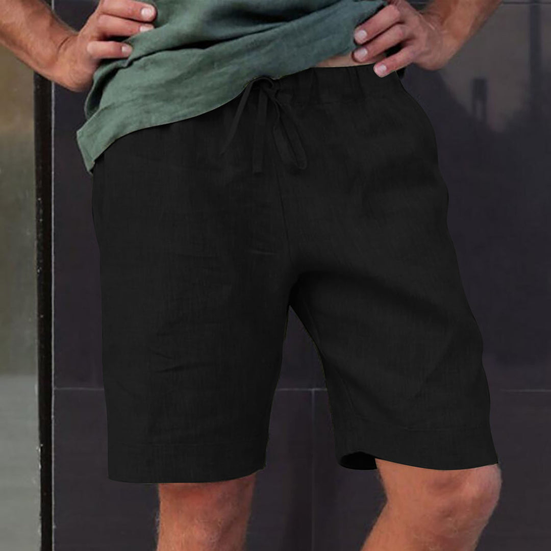 Herren luftige Leinen-Shorts mit verstellbarem Bund und Seitentaschen Echoarchiv