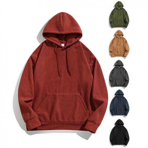 Herren lässiger Hoodie mit strukturiertem Rippenmuster und praktischen Taschen Echoarchiv