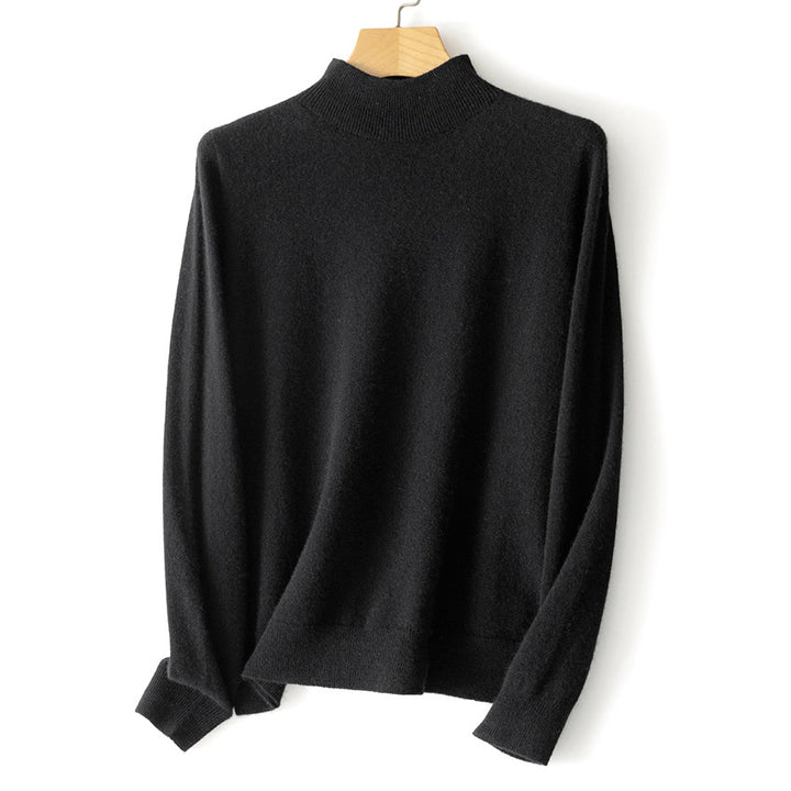 Damen Feiner Stehkragen-Pullover aus Kaschmir-Mix mit gerippten Abschlüssen Echoarchiv