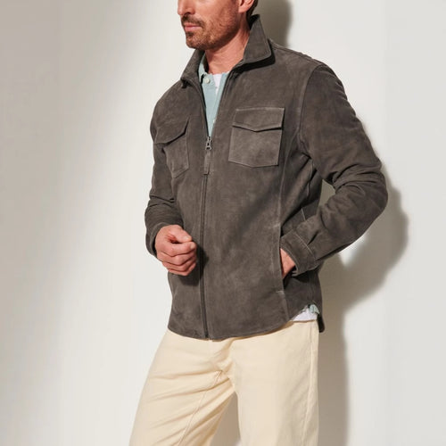 Herren elegante Wildlederjacke mit praktischen Brusttaschen Echoarchiv