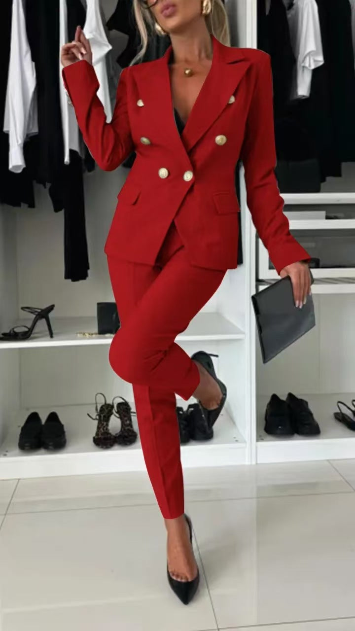 Damen Doppelreihiger taillierter Hosenanzug mit Slim-Hose – Avélisse