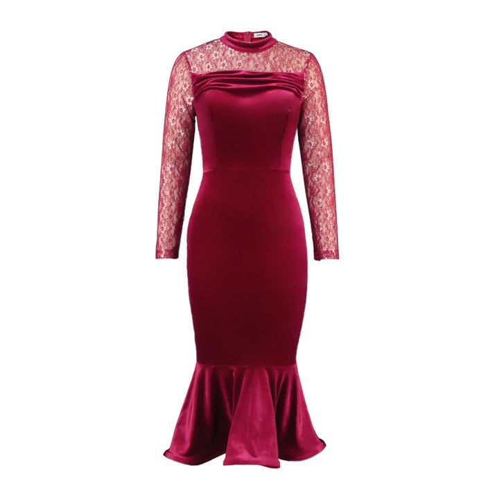 Damen Elegant Fit-and-Flare Kleid mit Spitzenärmeln Echo Archiv