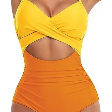 Damen Einteiliger Badeanzug mit elegantem Wickelschnitt Echo Archiv