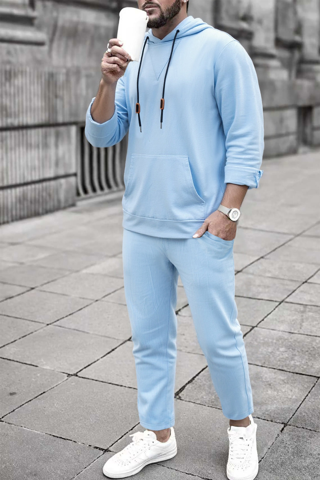Herren Freizeit Hoodie und Jogginghose Set Echoarchiv