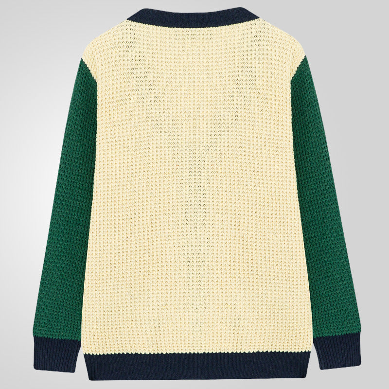 Herren Lässige Strickjacke im modernen Waffelmuster mit Kontrastärmeln und praktischen Taschen Echoarchiv