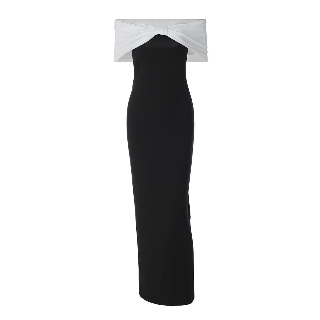 Damen Elegantes Maxikleid mit schulterfreiem Design und tailliertem Schnitt Echo Archiv