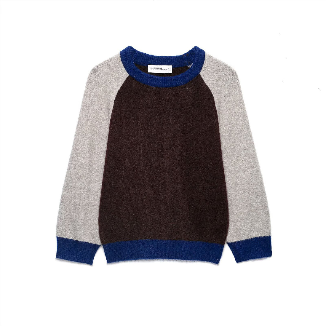 Damen Farbblock-Rundhals-Pullover mit Raglanärmeln Echoarchiv