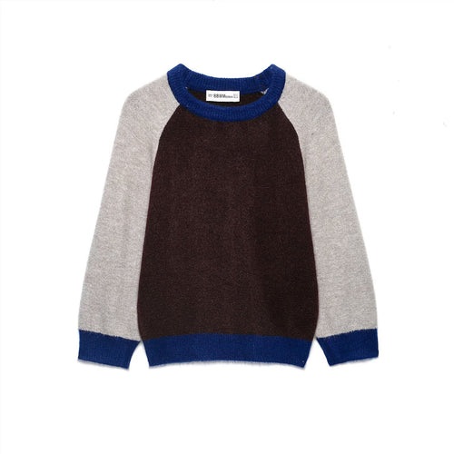 Damen Farbblock-Rundhals-Pullover mit Raglanärmeln Echoarchiv