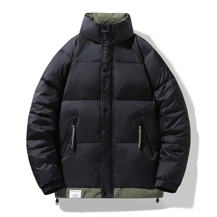Herren Gesteppte Wattierte Daunenjacke mit Stehkragen und Kordelzug – Taviero