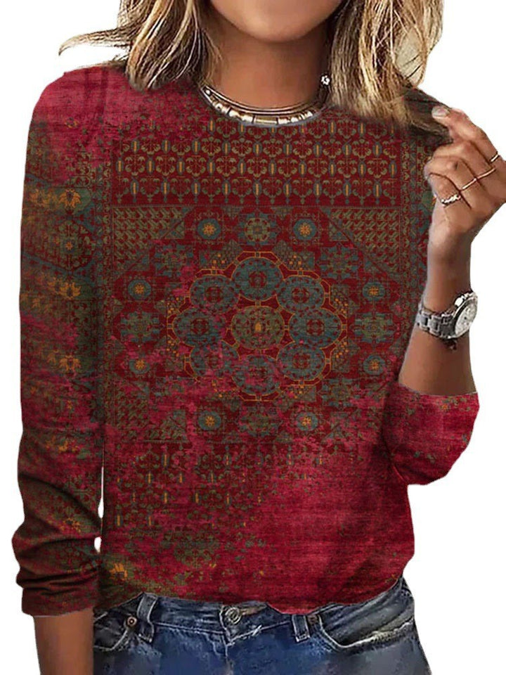 Damen Langärmeliges Oversize-Sweatshirt mit abstraktem Aquarell-Mosaikprint – Avérine
