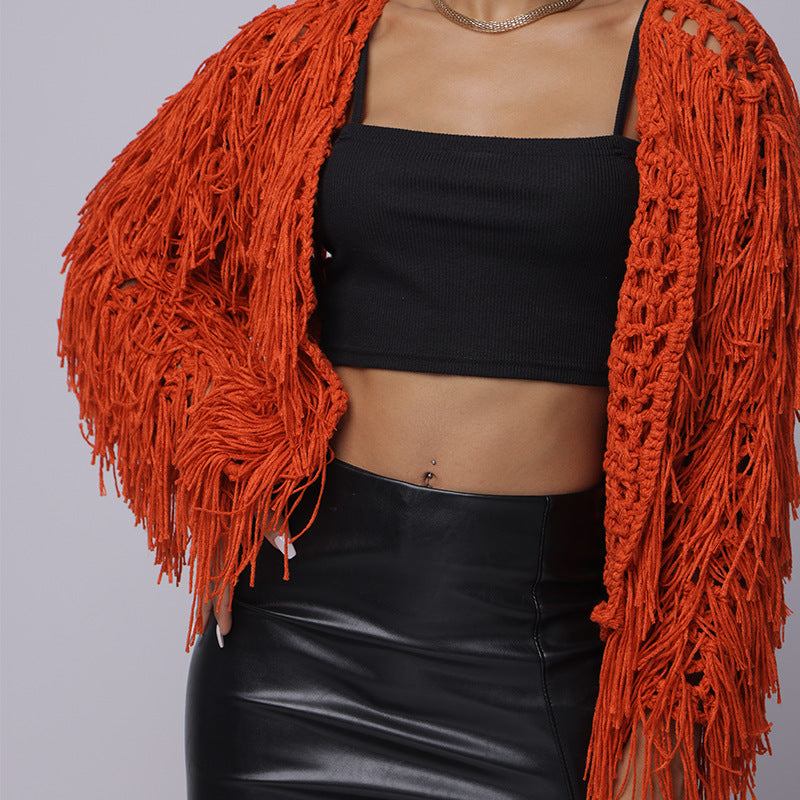 Damen Fransen-Pulloverjacke mit offenem Schnitt und stylischem Design Echo Archiv