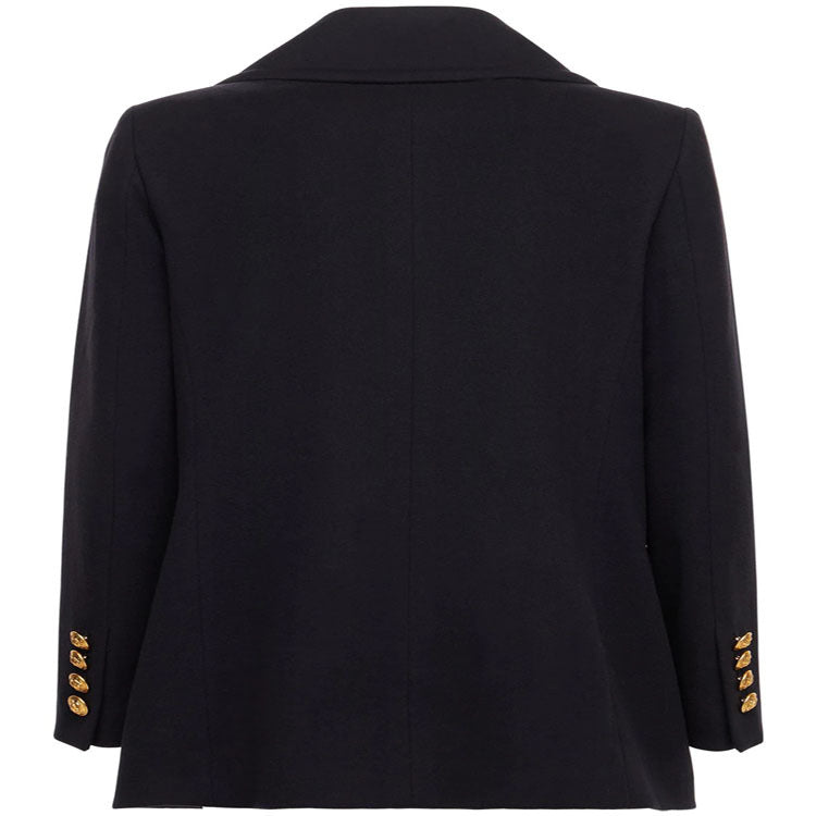 Damen Kurzer Zweireihiger Wollmix-Peacoat mit goldenen Zierrundknöpfen und taillierter Silhouette Echoarchiv