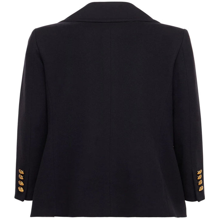 Damen Kurzer Zweireihiger Wollmix-Peacoat mit goldenen Zierrundknöpfen und taillierter Silhouette Echoarchiv
