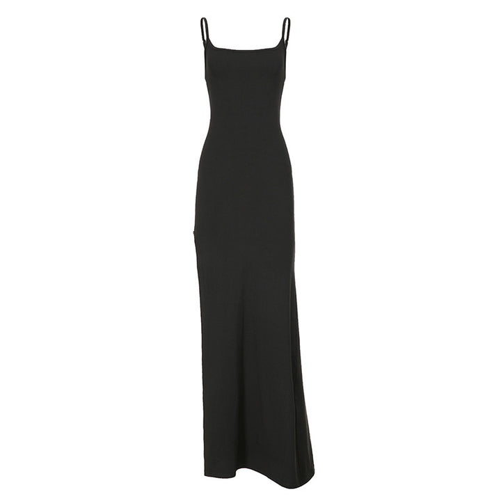 Damen Elegantes Maxikleid mit feinen Trägern und seitlichem Schlitz Echo Archiv