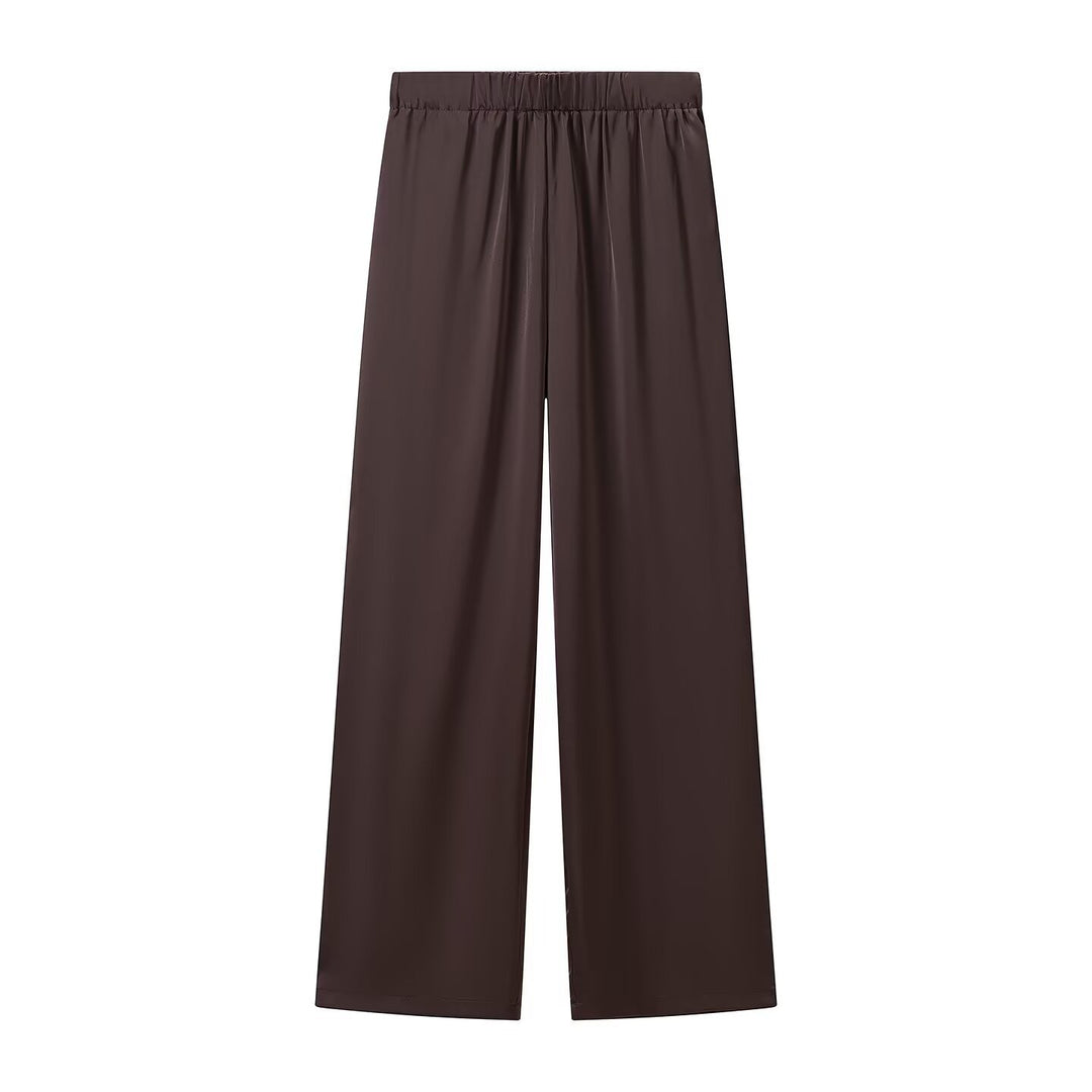 Damen Weite Palazzo-Hose mit Elastikbund und fließender Satinoptik Echo Archiv
