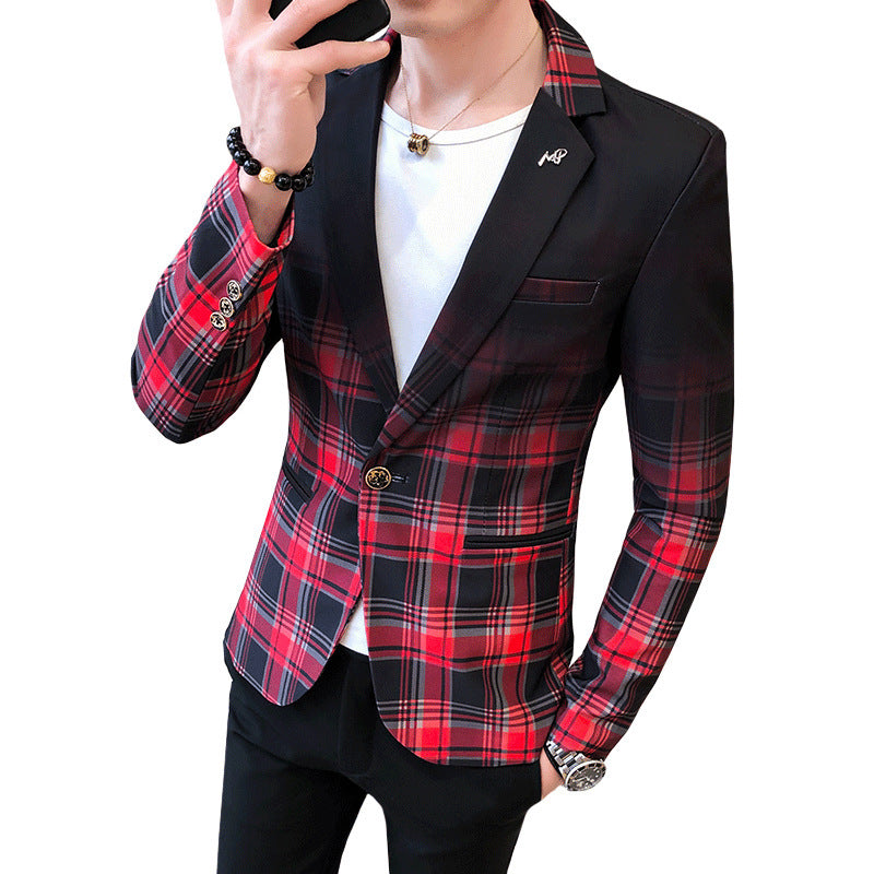 Herren eleganter Karo-Blazer mit modernem Schnitt und feinen Details Echoarchiv
