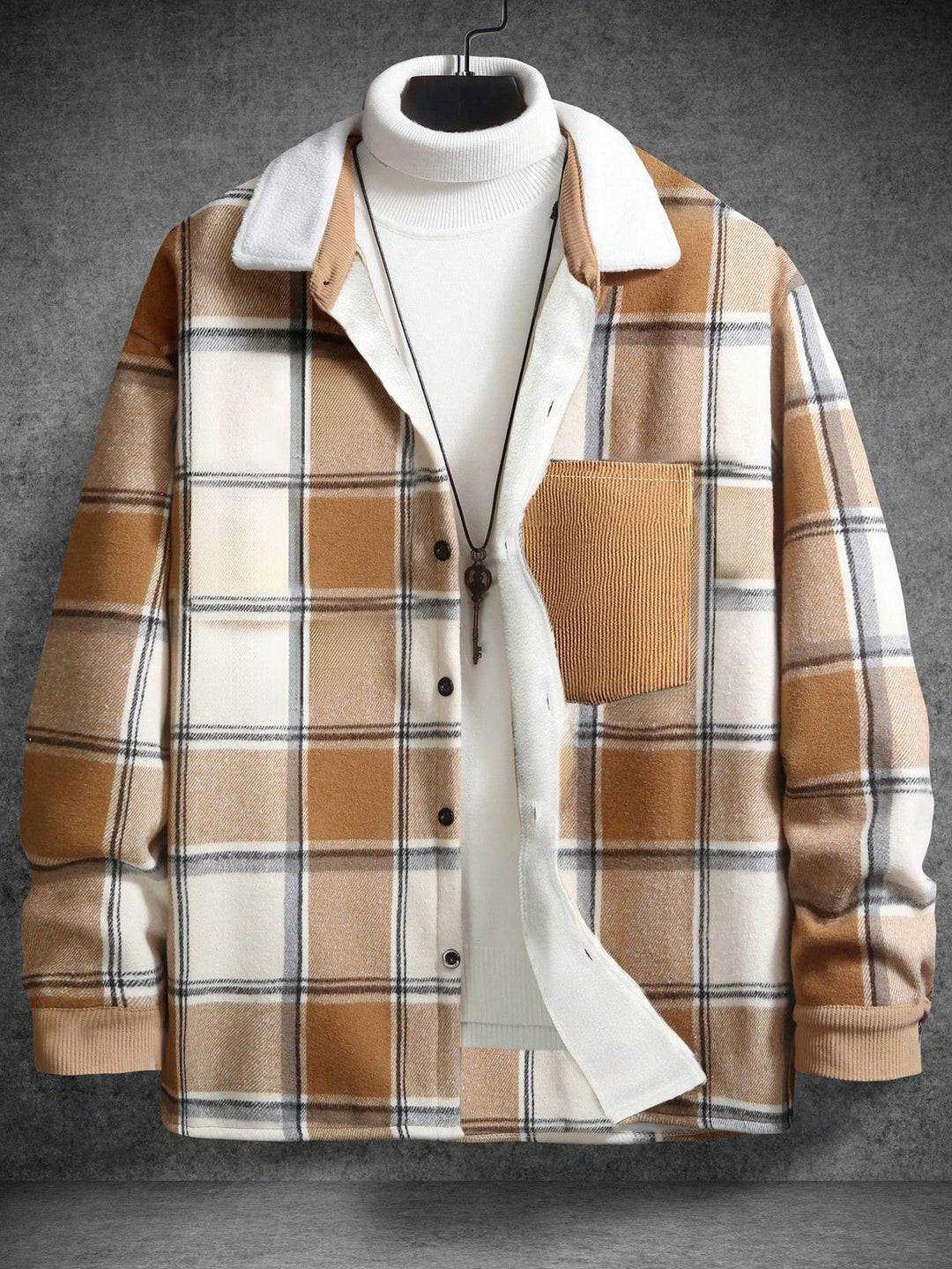 Herren Baumwoll-Flanelljacke mit kariertem Muster und Taschen Echoarchiv