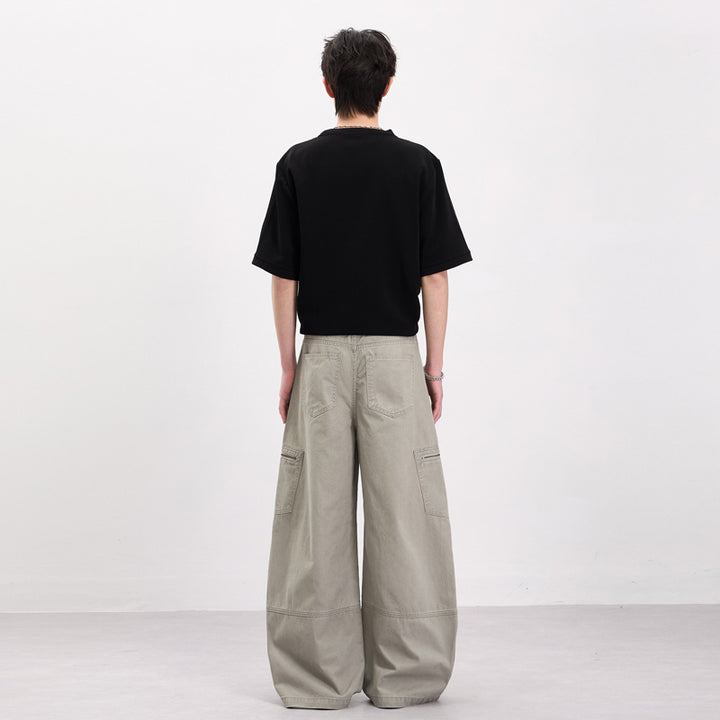 Herren Weite Twill-Palazzo-Cargohose mit tiefem Schritt, Knieabnähern und Utility-Taschen Echo Archiv