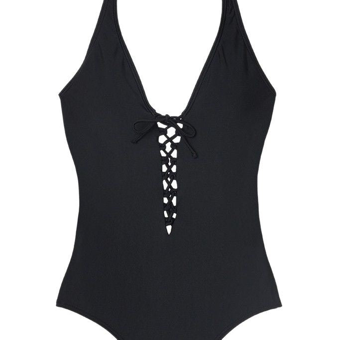 Damen Einteiliger Badeanzug mit tiefem V-Ausschnitt und modischen Cut-Out-Details Echo Archiv