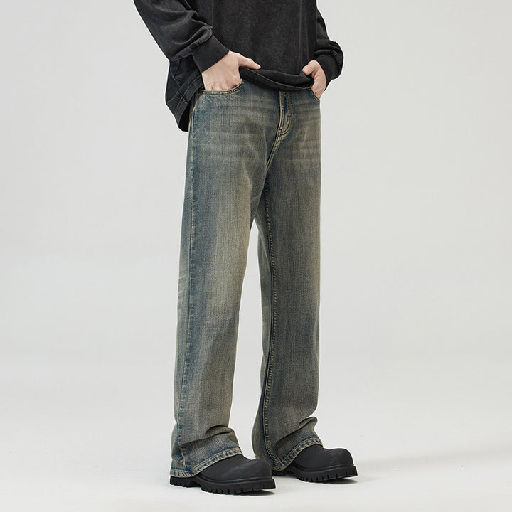 Herren Weit geschnittene Relaxed-Denimhose aus Vintage-Denim mit tiefem Schritt und leichter Used-Waschung Echo Archiv