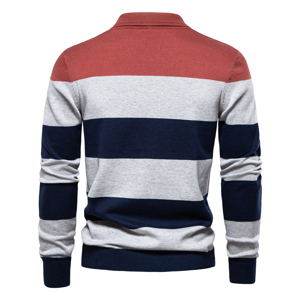Herren Langarm-Polo-Shirt mit modischem Streifendesign Echoarchiv