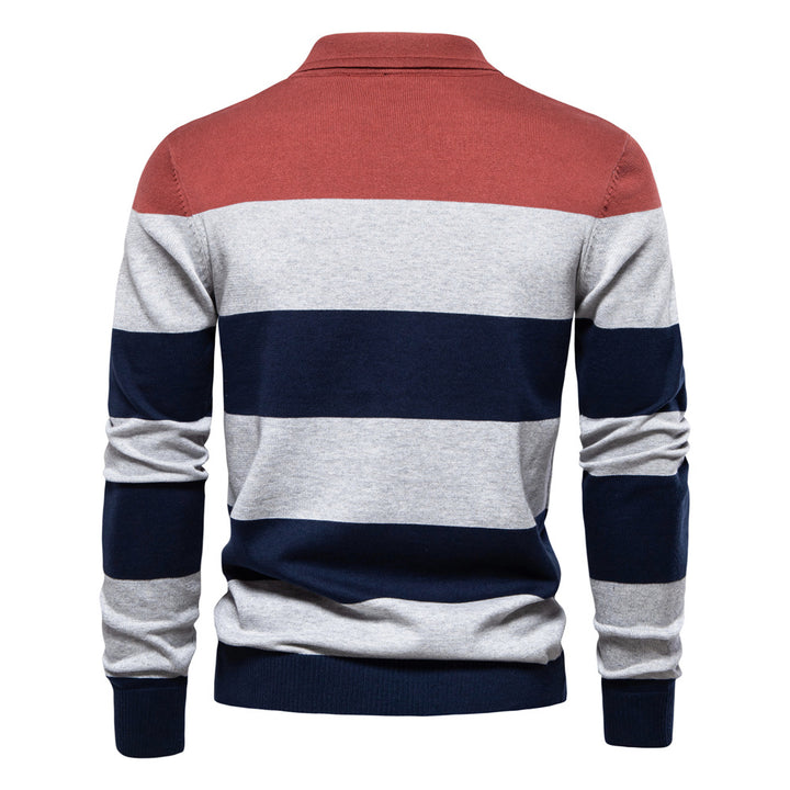 Herren Langarm-Polo-Shirt mit modischem Streifendesign Echoarchiv